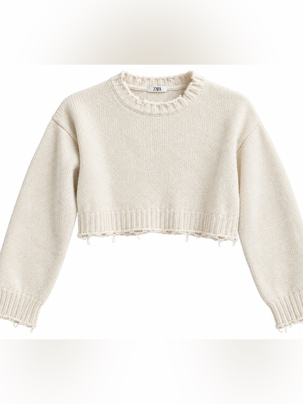 Cream Cropped Sweater Zara